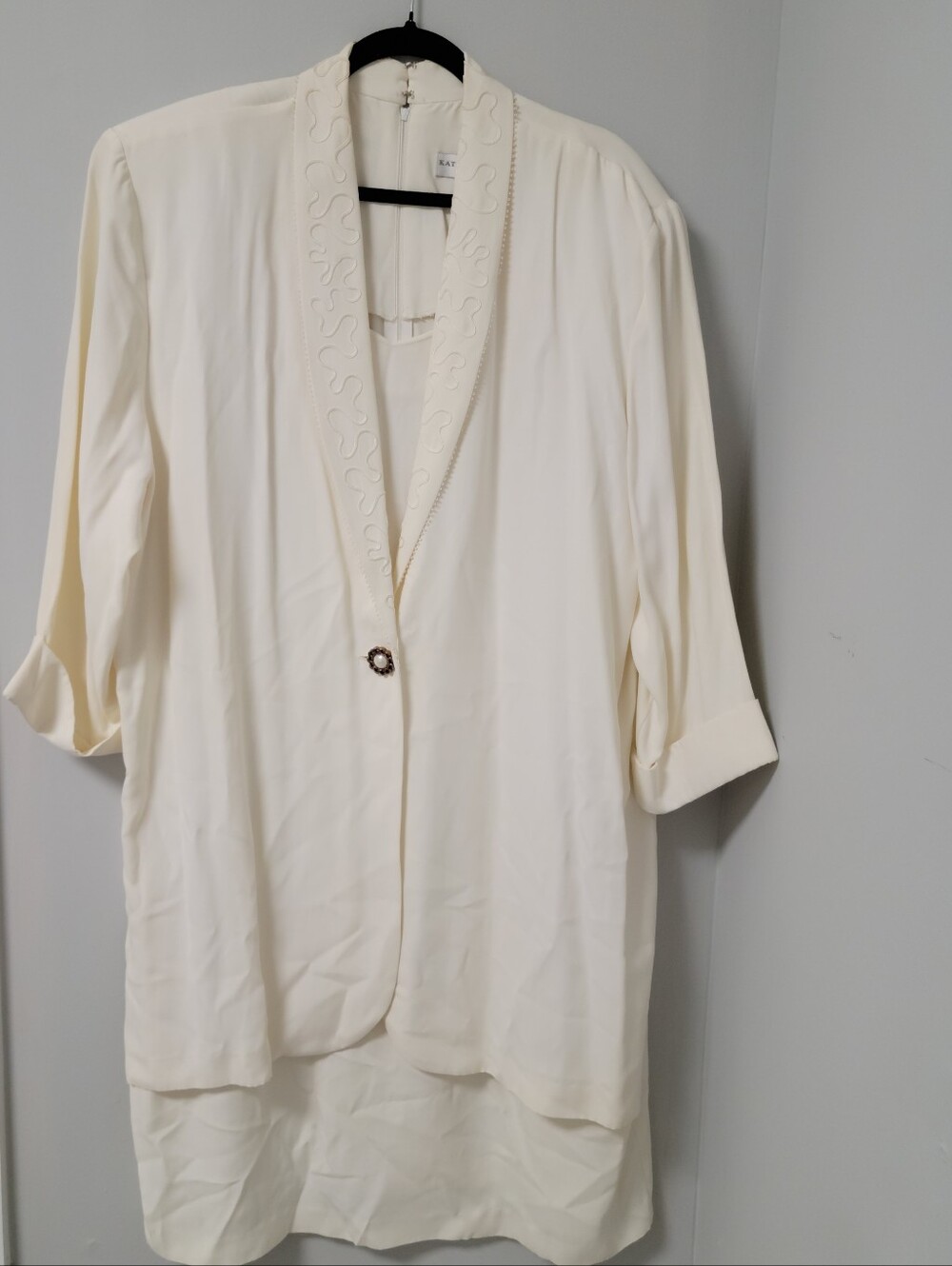 Vintage Kathryn Deene New York Cream Duster Jacket Size 22